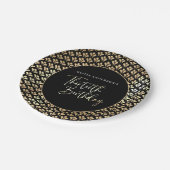 白黒と金ゴールドスクリプト30th誕生日パーティー ペーパープレート (アングル)