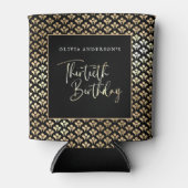 白黒と金ゴールドスクリプト30th誕生日パーティー 缶クーラー (正面)