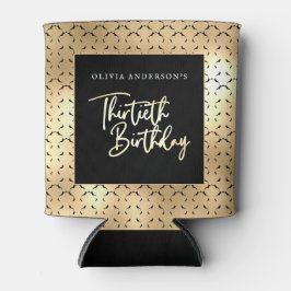 白黒と金ゴールドスクリプト30th誕生日パーティー 缶クーラー