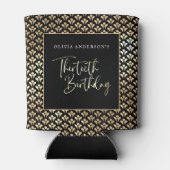 白黒と金ゴールドスクリプト30th誕生日パーティー 缶クーラー (裏面)