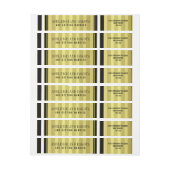 白黒と金ゴールドストライプの結婚数 ラップアラウンドラベル (シート)