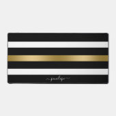白黒と金ゴールドストライプ デスクマット (正面)