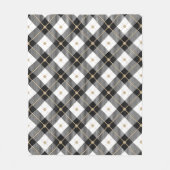 白黒と金ゴールドプレイド フリースブランケット (正面)