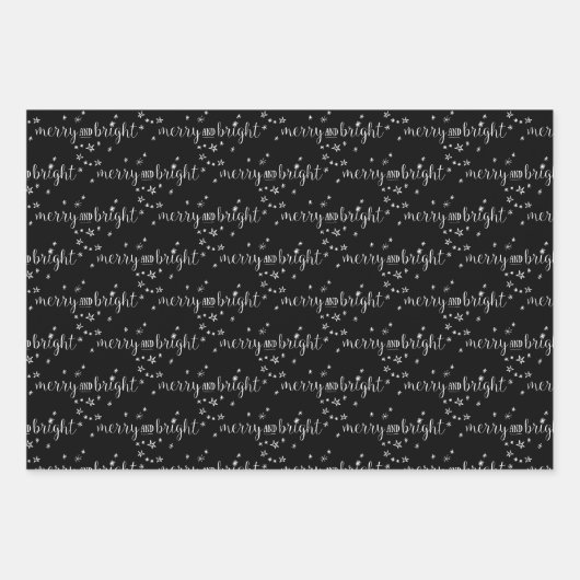 白黒と金ゴールドメリーと明るいストライプ ラッピングペーパーシート (正面3)