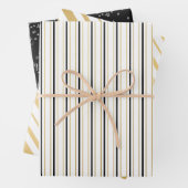 白黒と金ゴールドメリーと明るいストライプ ラッピングペーパーシート (インサイチュ)