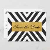 白黒と金ゴールドモダンの幾何学的はがき 案内ポストカード (正面/裏面)