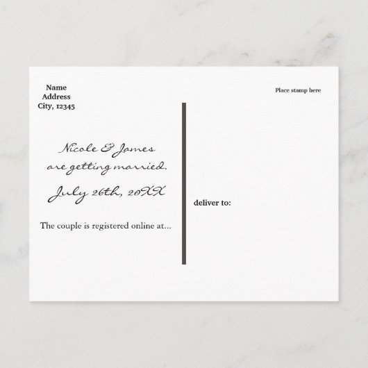 白黒と金ゴールドモダンの幾何学的はがき 案内ポストカード (裏面)