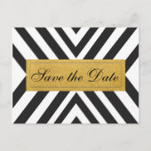 白黒と金ゴールドモダンの幾何学的はがき 案内ポストカード (正面)