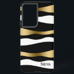 白黒と金ゴールドモダンゼブラパターン SAMSUNG GALAXY S21 ケース<br><div class="desc">白黒とモダン金ゴールド抽象芸術をスタイル化ゼブラストライプ。</div>