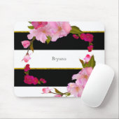 白黒と金ゴールドモダンフローラシックグラマー マウスパッド (マウス)