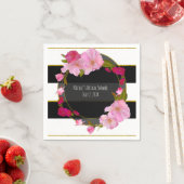 白黒と金ゴールドモダンフローラシックグラムパーティー スタンダードカクテルナプキン (インサイチュ)