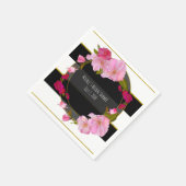 白黒と金ゴールドモダンフローラシックグラムパーティー スタンダードカクテルナプキン (角)