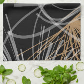 白黒と金ゴールドモダン抽象芸術 キッチンタオル (折り畳み)