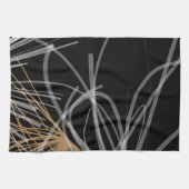 白黒と金ゴールドモダン抽象芸術 キッチンタオル (横)