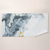 白黒と金ゴールド大理石抽象芸術手提げ バスタオル (バスタオル)