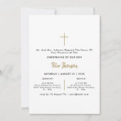 白黒と金ゴールド男女兼用《キリスト教》洗礼式や命名式 招待状 (正面)