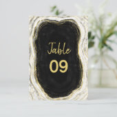 白黒と金ゴールド結婚のテーブル番号 招待状 (スタンド正面)