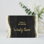 白黒と金ゴールド結婚のテーブル番号 招待状 (スタンド正面)