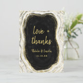 白黒と金ゴールド結婚の愛と感謝してい サンキューカード (スタンド正面)