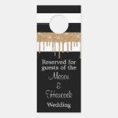 白黒と金ゴールド結婚ズホテルルームリザーブ ドアノブサイン (正面)