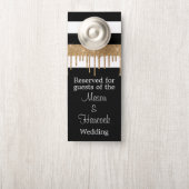 白黒と金ゴールド結婚ズホテルルームリザーブ ドアノブサイン (ノブ)