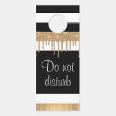 白黒と金ゴールド結婚ズホテルルームリザーブ ドアノブサイン (裏面)