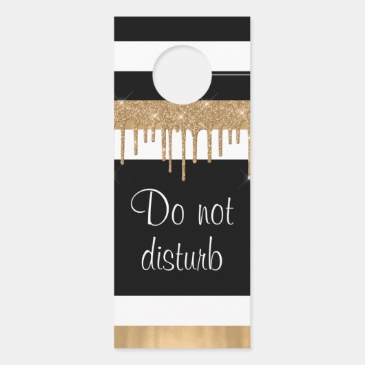 白黒と金ゴールド結婚ズホテルルームリザーブ ドアノブサイン (裏面)