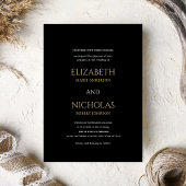白黒と金色のテンプレート結婚式招待状 招待状