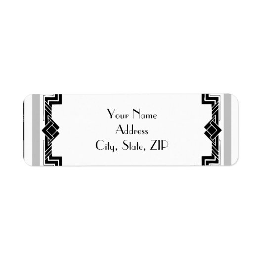 白黒と銀アールデコフレ結婚ーム ラベル (正面)