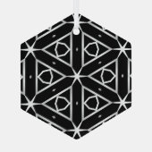 白黒と銀幾何学模様 ガラスオーナメント (裏面)