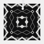 白黒と銀幾何学模様 ガラスオーナメント (裏面)