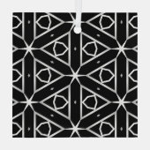 白黒と銀幾何学模様 ガラスオーナメント (裏面)