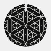 白黒と銀幾何学模様 ガラスオーナメント (裏面)