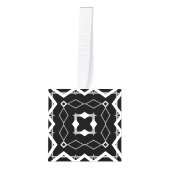 白黒と銀幾何学模様 キューブオーナメント (正面)