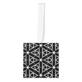 白黒と銀幾何学模様 キューブオーナメント (正面)