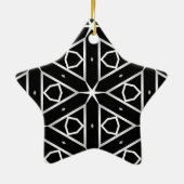白黒と銀幾何学模様 セラミックオーナメント (裏面)