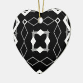 白黒と銀幾何学模様 セラミックオーナメント (左)