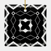 白黒と銀幾何学模様 セラミックオーナメント (裏面)