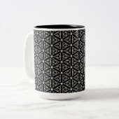 白黒と銀幾何学模様 ツートーンマグカップ (正面左)