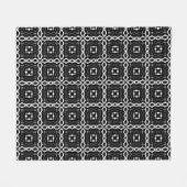 白黒と銀幾何学模様 フリースブランケット (正面(横))