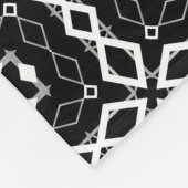 白黒と銀幾何学模様 フリースブランケット (角)