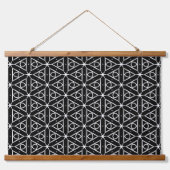 白黒と銀幾何学模様 吊り下げ型タペストリー (正面)