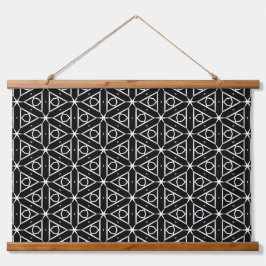 白黒と銀幾何学模様 吊り下げ型タペストリー