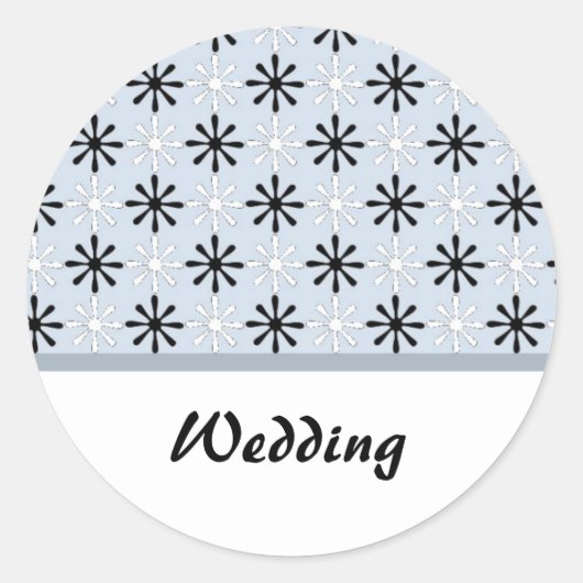 白黒と青の結婚テーマ ラウンドシール (正面)