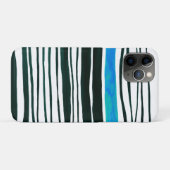 白黒と青地中海ののストライプ Case-Mate iPhoneケース (裏面(横))