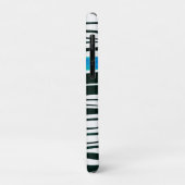 白黒と青地中海ののストライプ Case-Mate iPhoneケース (裏面/左)