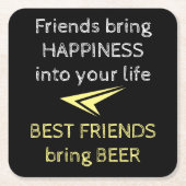 白黒と黄色とビール引用文 スクエアペーパーコースター (正面)