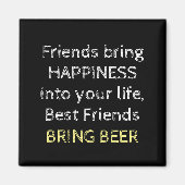 白黒と黄色とビール引用文 マグネット (正面)