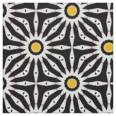 白黒と黄色のモザイクの幾何学的パターン ファブリック (見本)