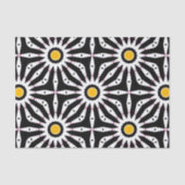 白黒と黄色のモザイクの幾何学的パターン 薄葉紙 (正面)